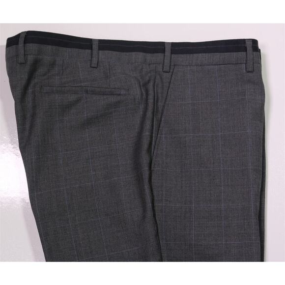 Moschino Gray Glen Plaid Flat Front Wool Slim Fit Dress Pants 38 New! - Picture 2 of 6